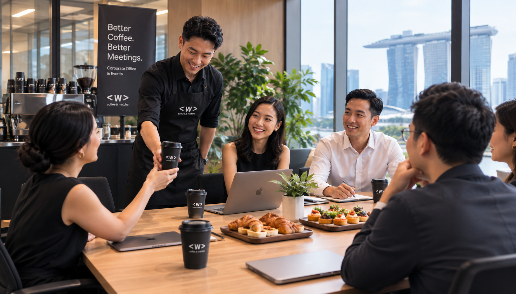 Waterloo Coffee drinks served during a Singapore office meeting